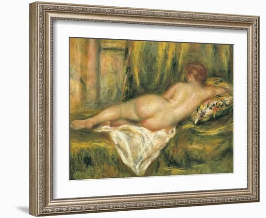 Reclining Nude from the Back, Rest after the Bath-Pierre-Auguste Renoir-Framed Art Print