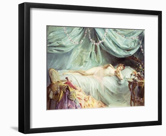 Reclining Nude in an Elegant Interior-Madeleine Lemaire-Framed Giclee Print