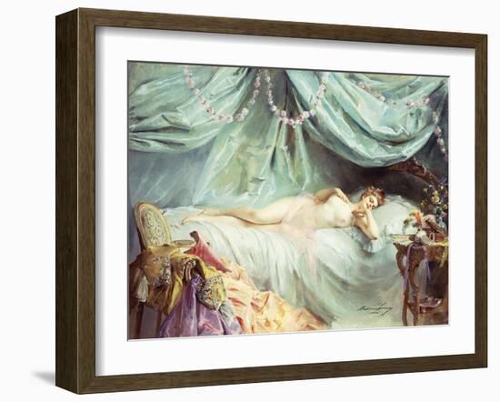 Reclining Nude in an Elegant Interior-Madeleine Lemaire-Framed Giclee Print