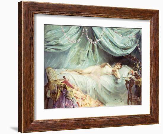 Reclining Nude in an Elegant Interior-Madeleine Lemaire-Framed Giclee Print