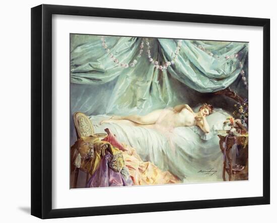 Reclining Nude in an Elegant Interior-Madeleine Lemaire-Framed Giclee Print