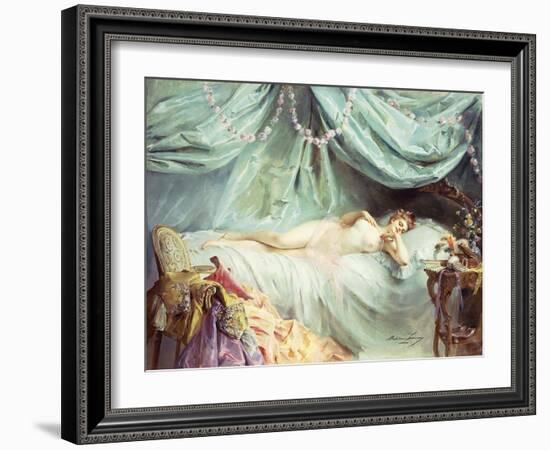 Reclining Nude in an Elegant Interior-Madeleine Lemaire-Framed Giclee Print