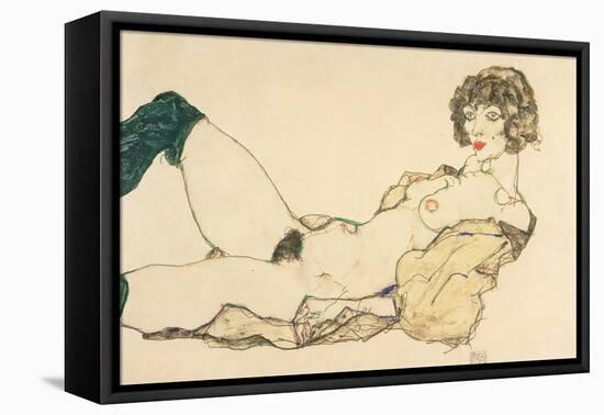 Reclining Nude in Green Stockings, 1914-Egon Schiele-Framed Premier Image Canvas