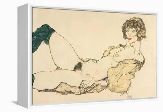 Reclining Nude in Green Stockings, 1914-Egon Schiele-Framed Premier Image Canvas