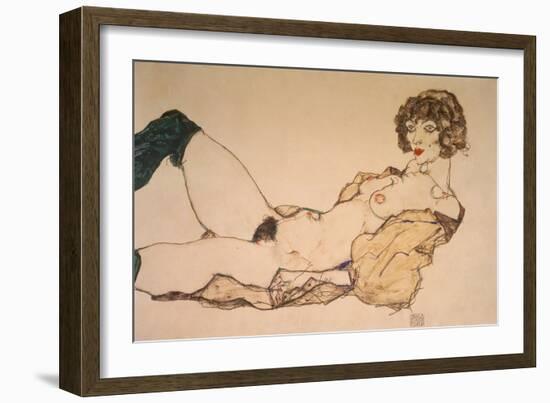 Reclining Nude in Green Stockings, 1914-Egon Schiele-Framed Giclee Print