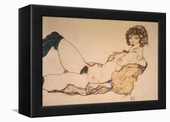 Reclining Nude in Green Stockings, 1914-Egon Schiele-Framed Premier Image Canvas