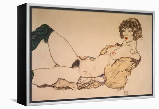 Reclining Nude in Green Stockings, 1914-Egon Schiele-Framed Premier Image Canvas