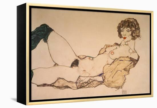 Reclining Nude in Green Stockings, 1914-Egon Schiele-Framed Premier Image Canvas