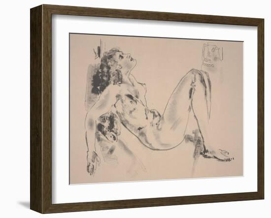 Reclining Nude (Litho)-Arthur Bowen Davies-Framed Giclee Print