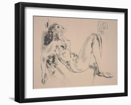 Reclining Nude (Litho)-Arthur Bowen Davies-Framed Giclee Print