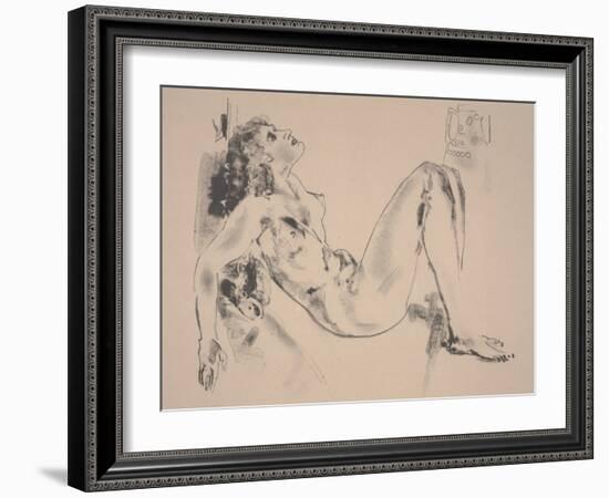 Reclining Nude (Litho)-Arthur Bowen Davies-Framed Giclee Print