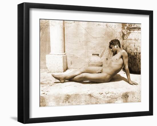 Reclining Nude Male, C. 1898-Wilhelm Von Gloeden-Framed Photographic Print