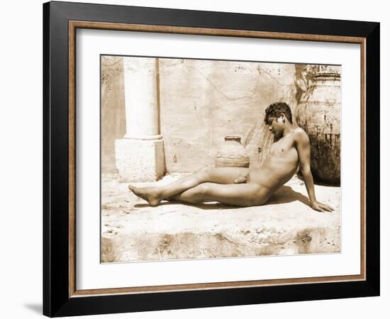 Reclining Nude Male, C. 1898-Wilhelm Von Gloeden-Framed Photographic Print