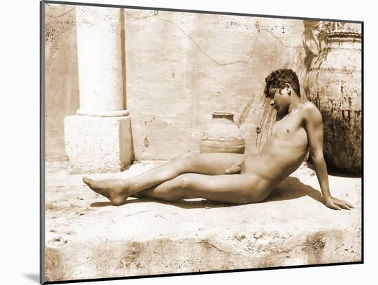 Reclining Nude Male, C. 1898-Wilhelm Von Gloeden-Mounted Photographic Print