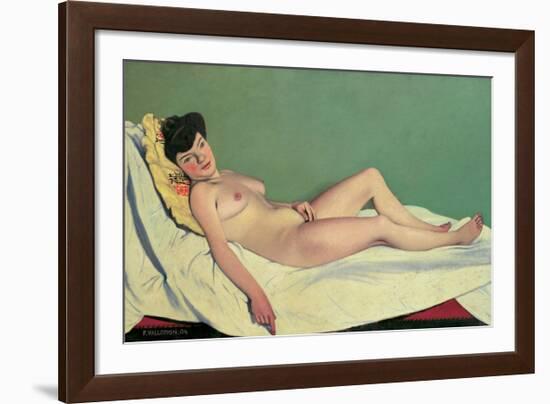 Reclining Nude on Yellow Cushion-Félix Vallotton-Framed Giclee Print