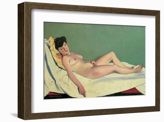 Reclining Nude on Yellow Cushion-Félix Vallotton-Framed Giclee Print