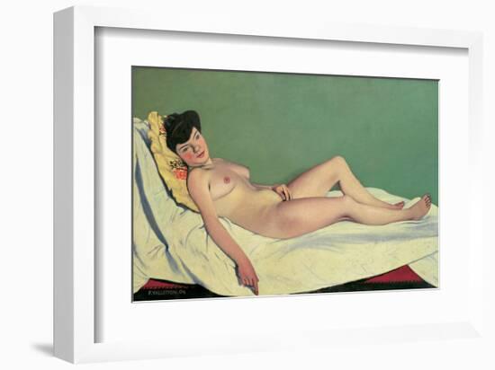 Reclining Nude on Yellow Cushion-Félix Vallotton-Framed Giclee Print