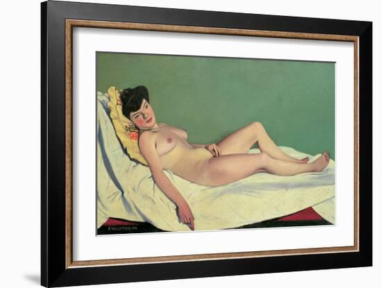 Reclining Nude on Yellow Cushion-Félix Vallotton-Framed Giclee Print