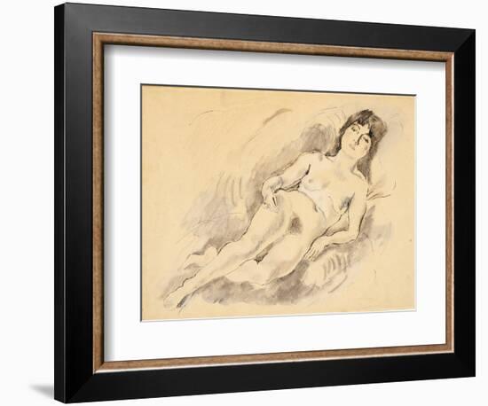 Reclining Nude (W/C on Paper)-Jules Pascin-Framed Giclee Print