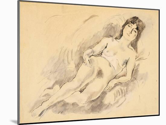 Reclining Nude (W/C on Paper)-Jules Pascin-Mounted Giclee Print