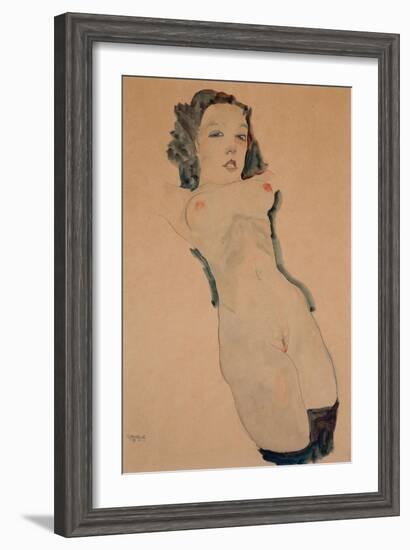 Reclining Nude with Black Stockings-Egon Schiele-Framed Giclee Print