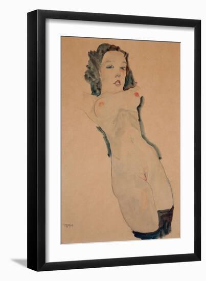 Reclining Nude with Black Stockings-Egon Schiele-Framed Giclee Print