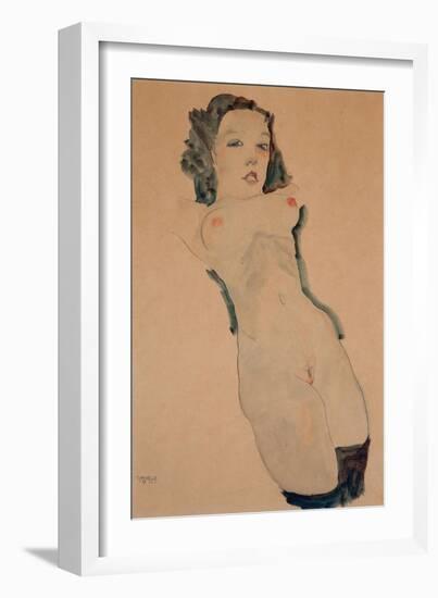 Reclining Nude with Black Stockings-Egon Schiele-Framed Giclee Print