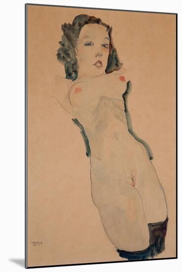 Reclining Nude with Black Stockings-Egon Schiele-Mounted Giclee Print