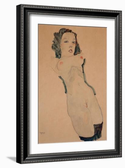 Reclining Nude with Black Stockings-Egon Schiele-Framed Giclee Print