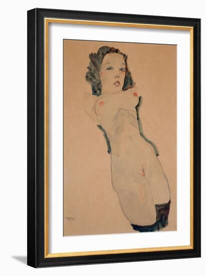 Reclining Nude with Black Stockings-Egon Schiele-Framed Giclee Print