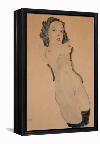 Reclining Nude with Black Stockings-Egon Schiele-Framed Premier Image Canvas