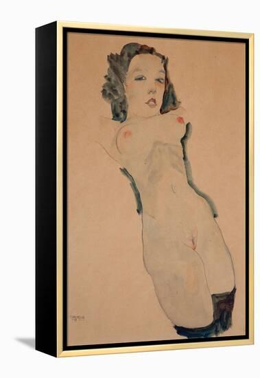 Reclining Nude with Black Stockings-Egon Schiele-Framed Premier Image Canvas