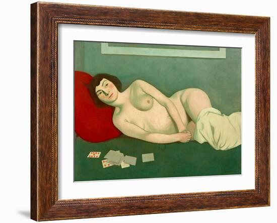 Reclining Nude with Blue Playing Cards-Félix Vallotton-Framed Giclee Print