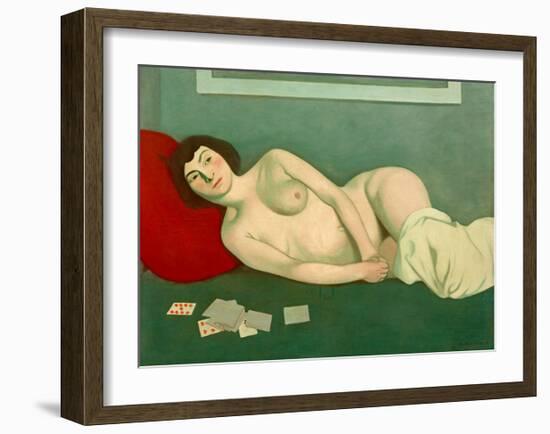 Reclining Nude with Blue Playing Cards-Félix Vallotton-Framed Giclee Print