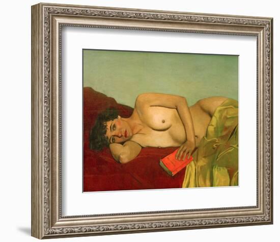 Reclining Nude With Book-Félix Vallotton-Framed Giclee Print