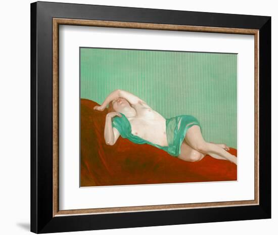 Reclining Nude With Green Silk Scarf-Félix Vallotton-Framed Giclee Print