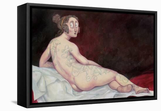 Reclining Nude with Ink, 2018 (Acrylic Paint on Illustration Board)-Anita Kunz-Framed Premier Image Canvas