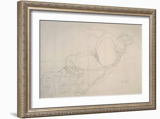 Reclining Nude with Leg Raised-Gustav Klimt-Framed Giclee Print