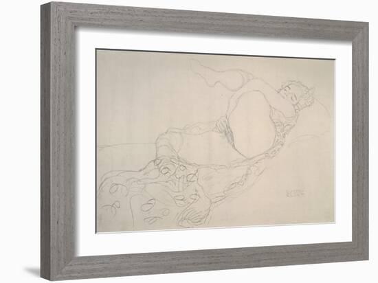 Reclining Nude with Leg Raised-Gustav Klimt-Framed Giclee Print