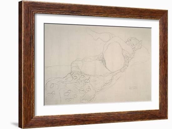 Reclining Nude with Leg Raised-Gustav Klimt-Framed Giclee Print