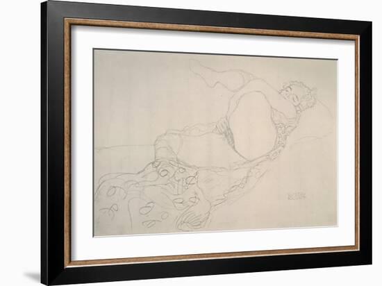 Reclining Nude with Leg Raised-Gustav Klimt-Framed Giclee Print