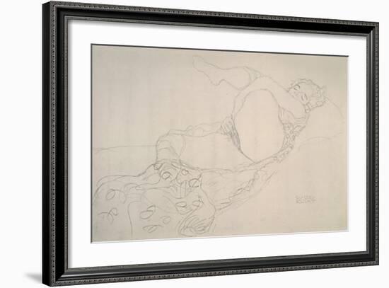 Reclining Nude with Leg Raised-Gustav Klimt-Framed Giclee Print