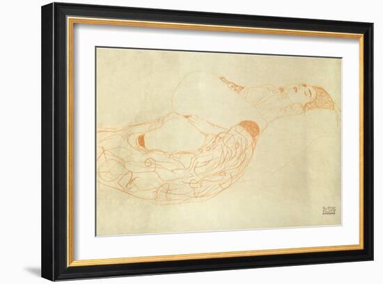 Reclining Nude-Gustav Klimt-Framed Giclee Print