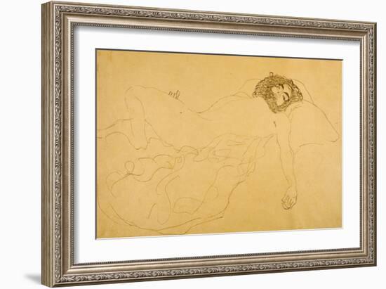 Reclining Nude-Gustav Klimt-Framed Giclee Print