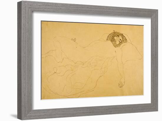 Reclining Nude-Gustav Klimt-Framed Giclee Print