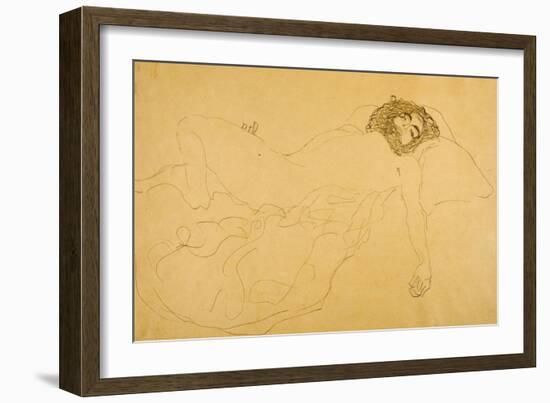 Reclining Nude-Gustav Klimt-Framed Giclee Print