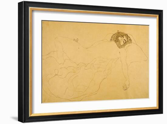 Reclining Nude-Gustav Klimt-Framed Giclee Print