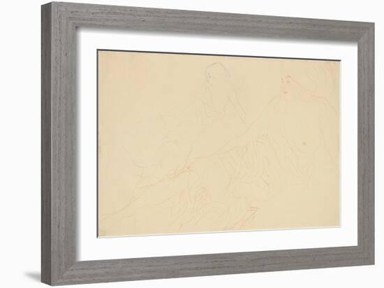 Reclining Nudes; Aufgestutzt Liegende-Gustav Klimt-Framed Giclee Print