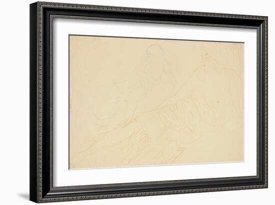 Reclining Nudes; Aufgestutzt Liegende-Gustav Klimt-Framed Giclee Print