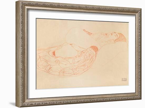 Reclining Semi-Nude (Masturbatin), 1912-1913-Gustav Klimt-Framed Giclee Print